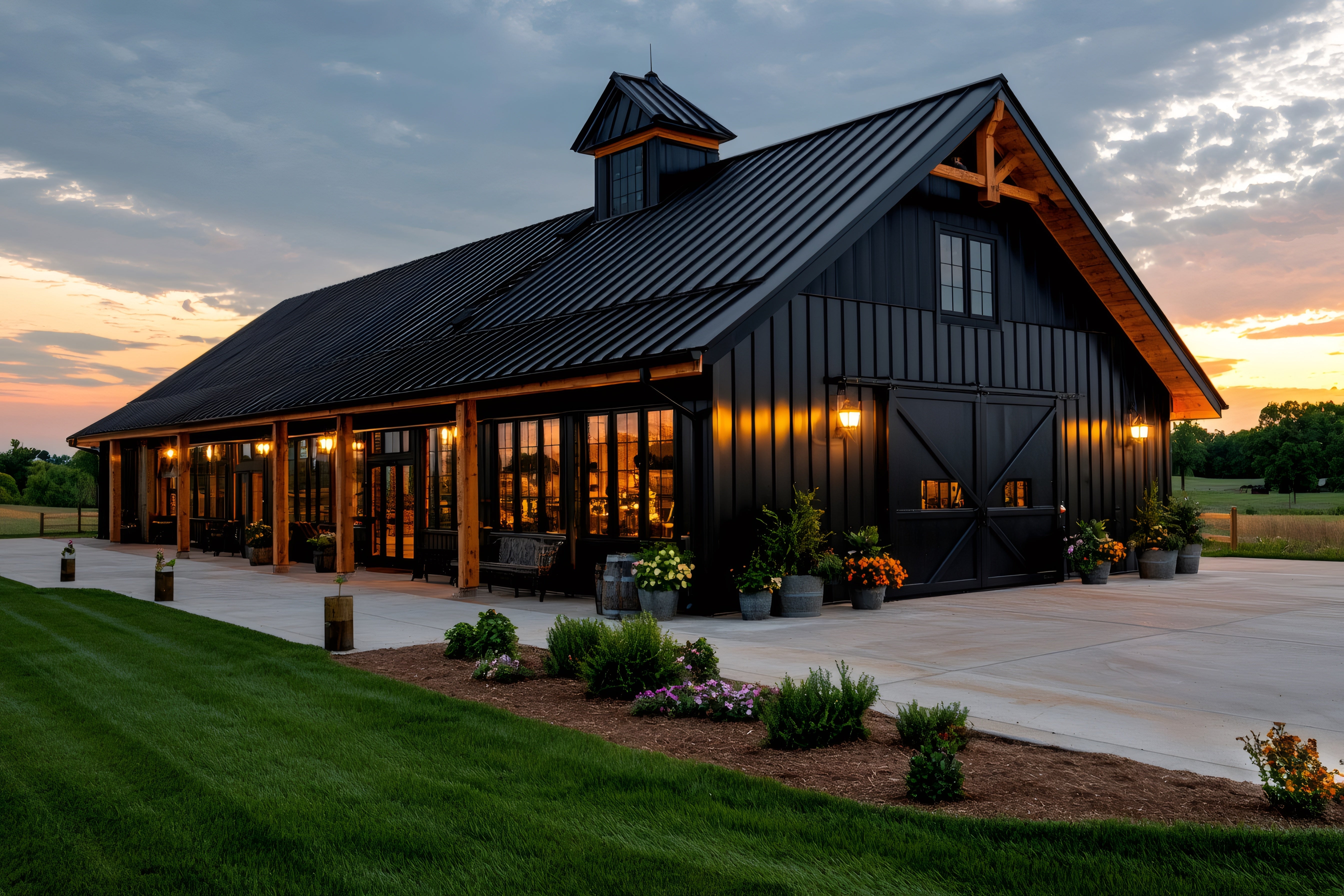 Estate Barn Structure with Integrated Living Space