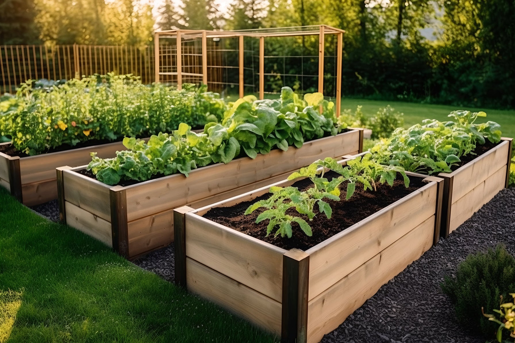 Elevated Cedar Garden Beds for Structured Planting