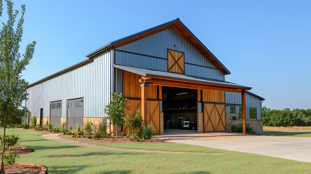 Simple Barn Structures Modern Barn Structures with Integrated Wood Detailing