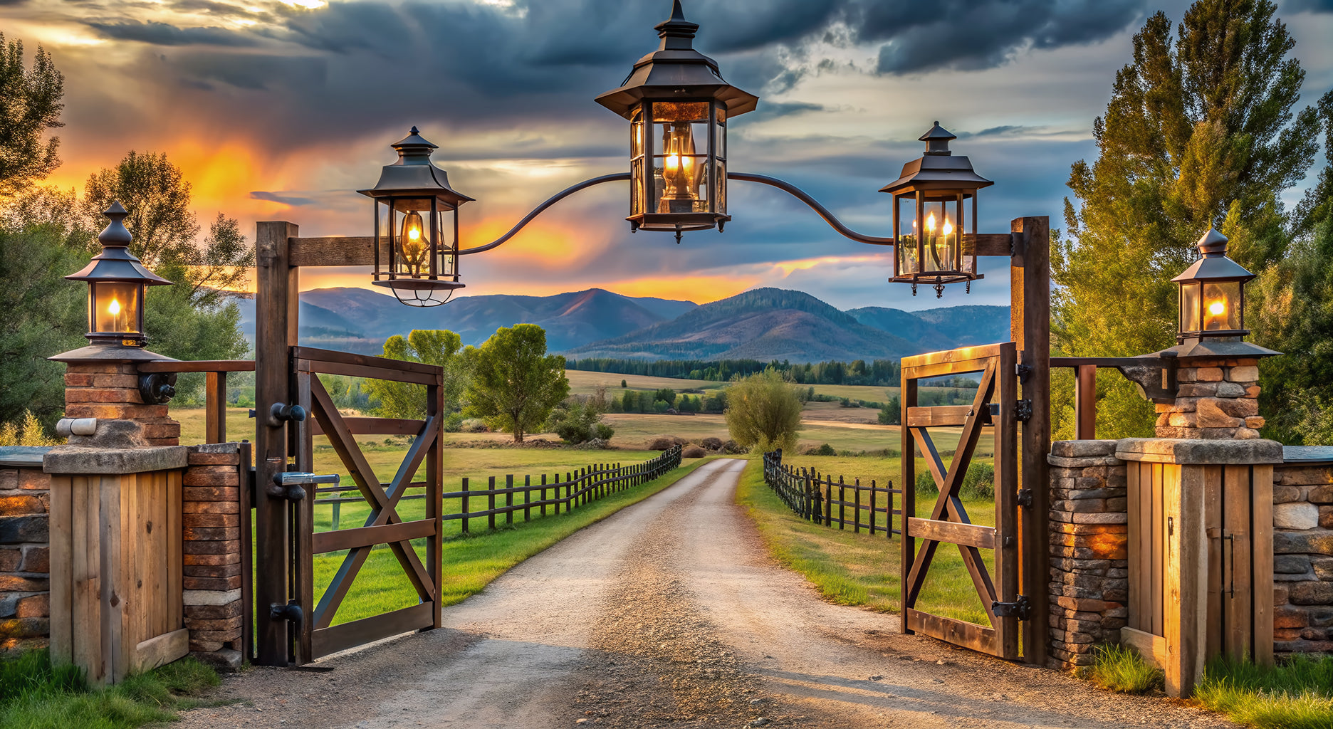Wood & Steel Estate Gate System